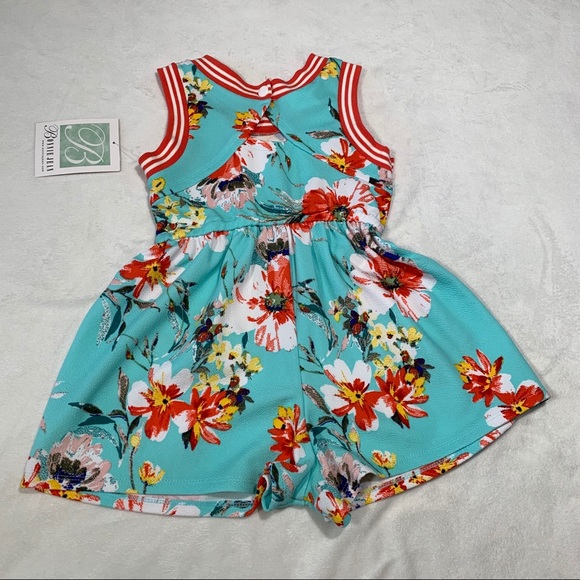 NWT Bonnie Jean Open Back Floral Romper - Picture 6 of 8
